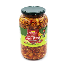 Baraka Olives Spicy Sliced Green 1.3 kg - front of pack