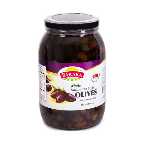Baraka Olives Whole Kalamata Style Net 1.81 kg - front of pack