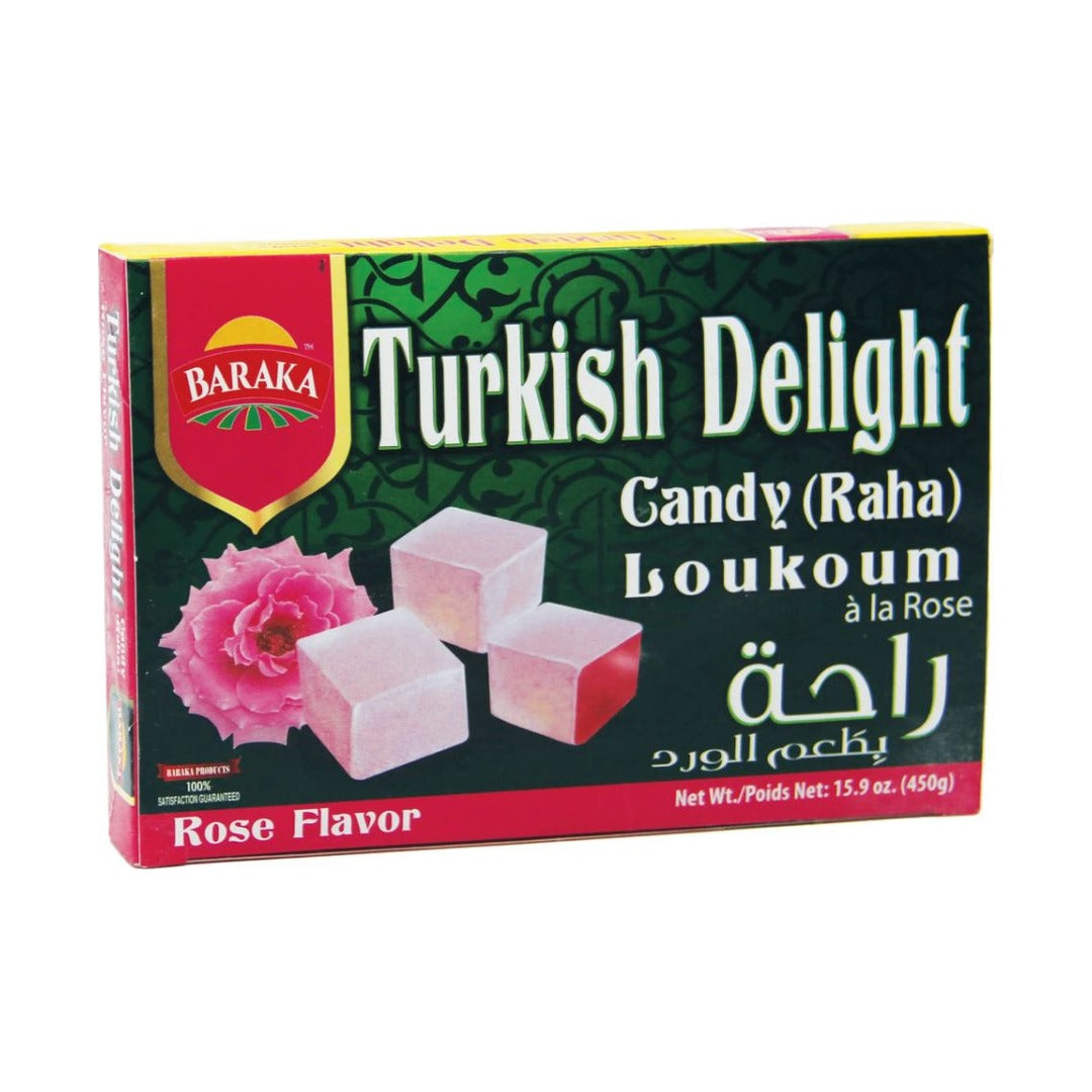 Baraka Rose Flavor Turkish Delights Raha 450 g - front of pack