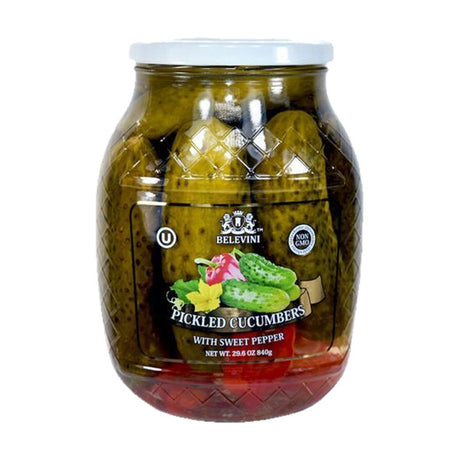 Belevini Pickled Cucumbers with Sweet Pepper, 29.6 oz