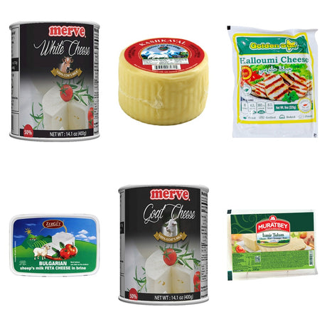 Cheese Lovers Box: White Cheese, Kashkaval, Halloumi, Feta, Tulum and Goat Cheese (6 items)
