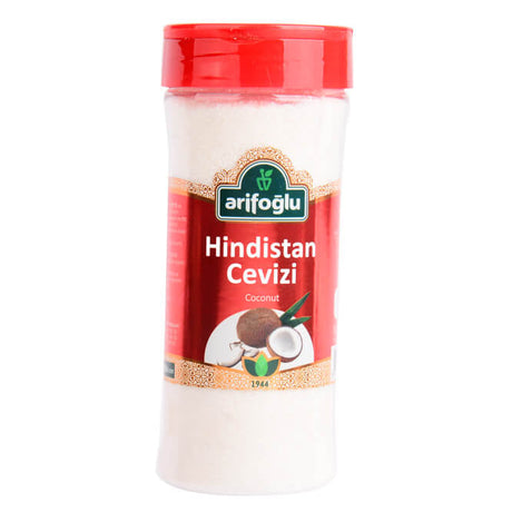 Arifoğlu Hindistan Cevizi coconut, 130 g clear plastic jar with red lid