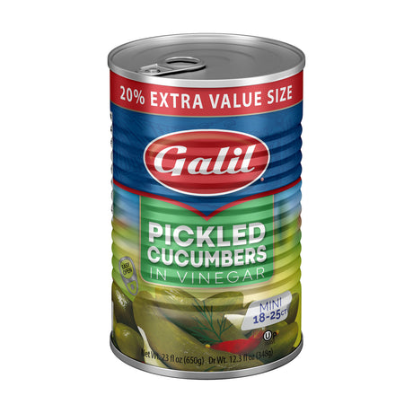 Cucumber Pickles in Vinegar, 18-25, Galil