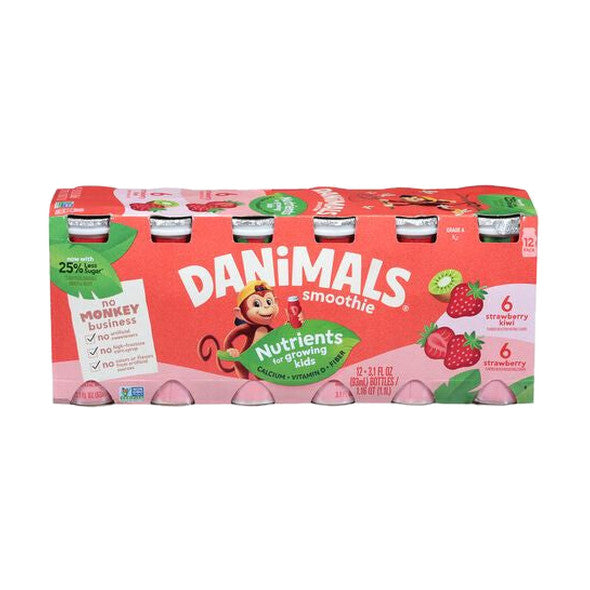 Danimals Strawberry Kiwi/Strawberry Smoothie, 12 x 3.1 fl oz
