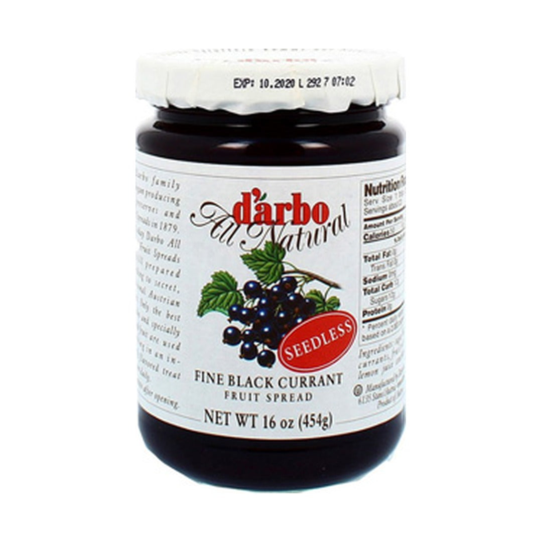 D'Arbo Seedless Black Currant Fruit Spread 454 g - front of pack