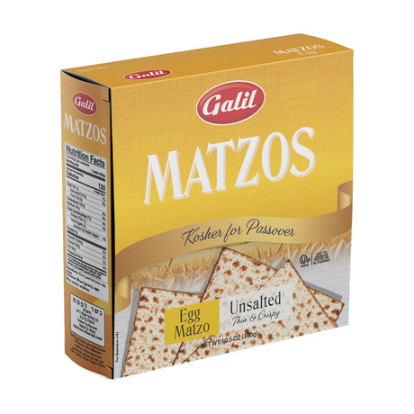 Galil egg matzos, unsalted, 10.5 oz box