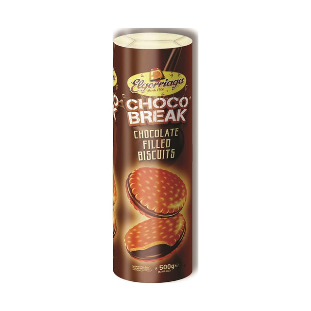Elgorriaga Chocobreak Cocoa Biscuit with Chocolate Cream 500 g - front of pack
