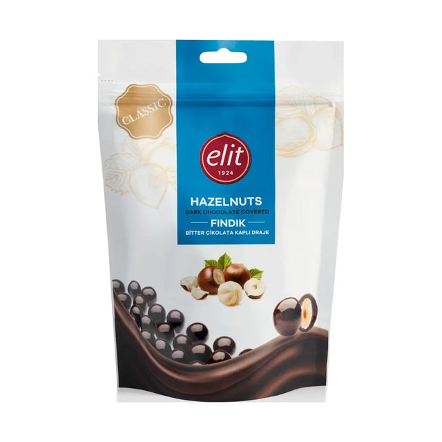 Elit Dark Chocolate Covered Hazelnut Drge 125 g - front of pack