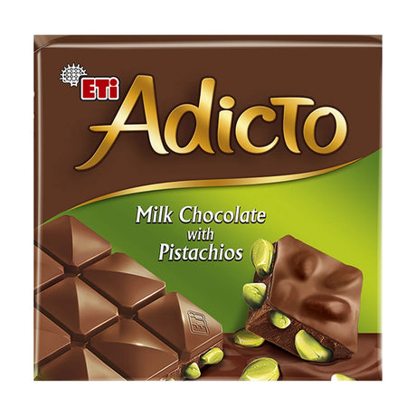 Eti Adicto milk chocolate with pistachios, 60 g bar