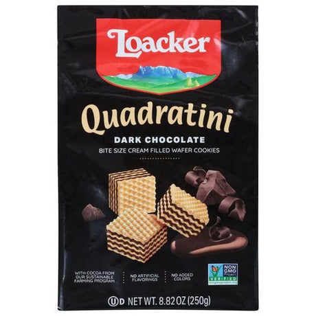 Loacker Wafer Cookies, Dark Chocolate, Bite Size - 8.82 Ounces