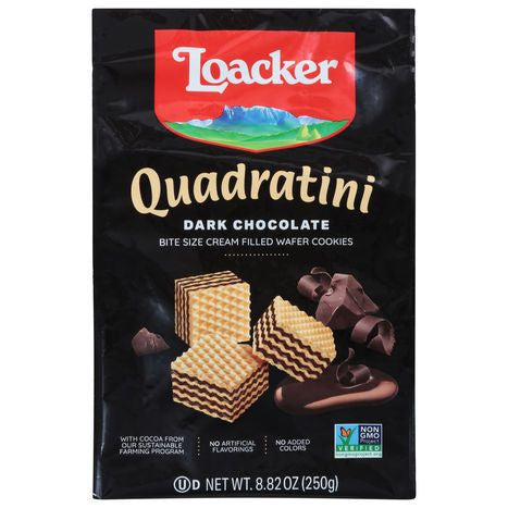 Loacker Wafer Cookies, Dark Chocolate, Bite Size - 8.82 Ounces