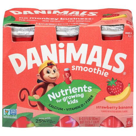 Danimals Strawberry Banana Smoothie - 6 x 3.1 Fluid Ounces