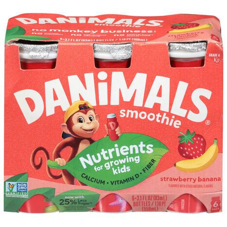 Danimals Strawberry Banana Smoothie - 6 x 3.1 Fluid Ounces