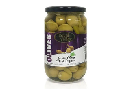 Royal Valley Green Olives with Hot Peppers - 24.69 Ounces