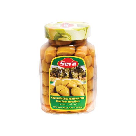 Sera Green Cracked Nablus Olives - 70.5 Ounces
