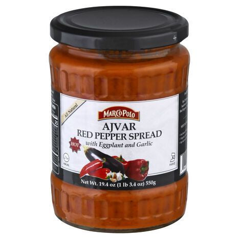 Marco Polo Red Pepper Spread, Ajvar, with Eggplant and Garlic, Hot - 19.4 Ounces