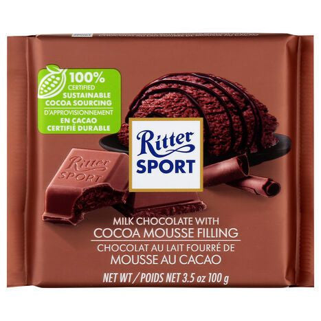 Ritter Sport Milk Chocolate with Cocoa Mousse Filling - 3.5 Ounces