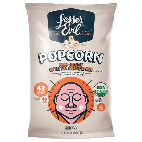 LesserEvil Non-Dairy White Cheddar Flavor Popcorn - 4.6 Ounces