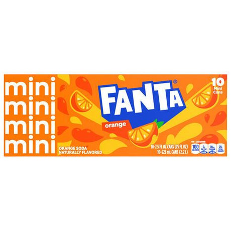 Fanta Soda, Orange, Mini - 10 x 7.5 Fluid Ounces