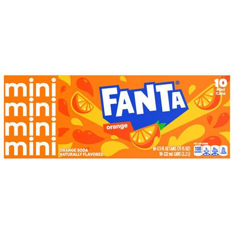 Fanta Soda, Orange, Mini - 10 x 7.5 Fluid Ounces