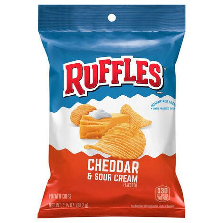 Ruffles Potato Chips, Cheddar & Sour Cream Flavored - 2.125 Ounces