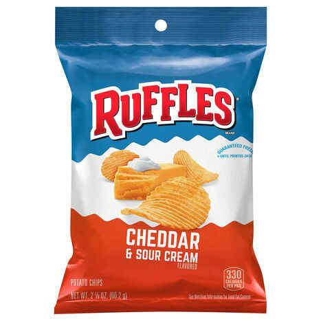 Ruffles Potato Chips, Cheddar & Sour Cream Flavored - 2.125 Ounces