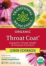 Traditional Medicinals Organic Caffeine Free Lemon Echinacea Throat Coat - 16 Tea Bags