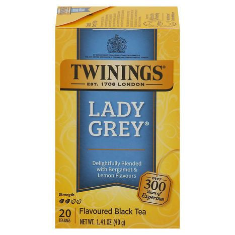 Twinings Black Tea, Flavored, Lady Grey - 20 Tea Bags
