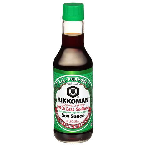 Kikkoman Soy Sauce, Naturally Brewed, Less Sodium - 10 Ounces