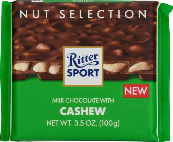 Ritter Sport Milk Chocolate, with Cashew - 3.5 Ounces