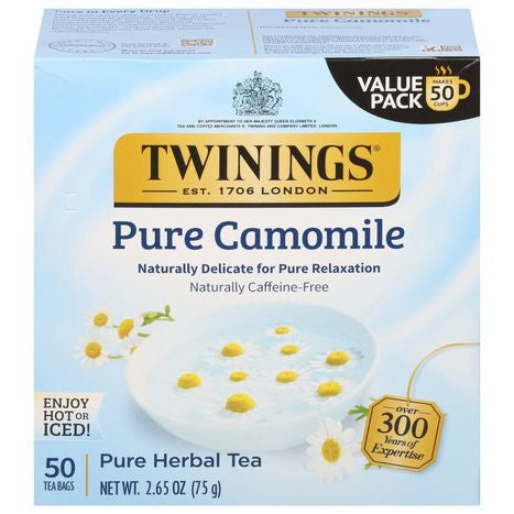 Twinings Herbal Tea, Pure Camomile, Tea Bags, Value Pack - 50 Bags