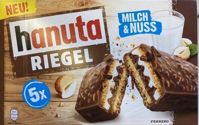 Ferrero Hanuta Riegel Milk and Hazelnut Wafers - 170 Grams