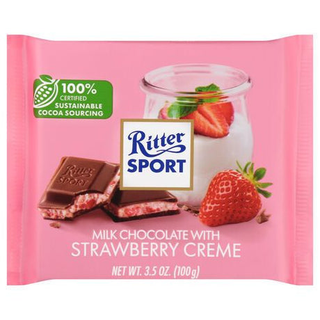 Ritter Sport Milk Chocolate with Strawberry Creme - 3.5 Ounces
