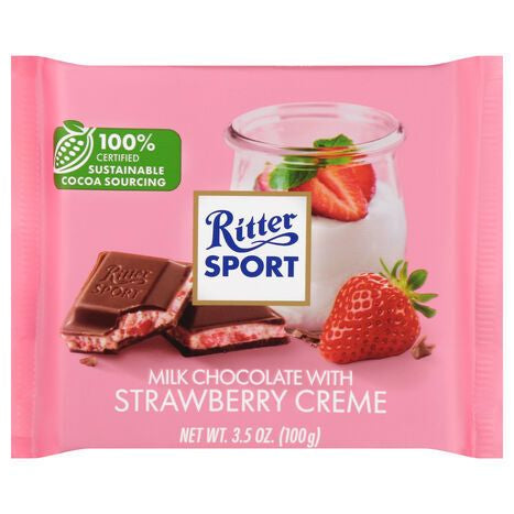 Ritter Sport Milk Chocolate with Strawberry Creme - 3.5 Ounces