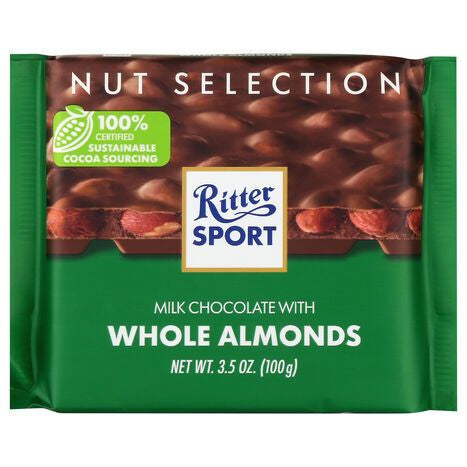 Ritter Sport Nut Selection Milk Chocolate with Whole Almonds - 3.5 Ounces