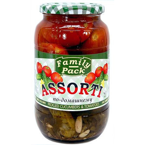Assorti Tomatoes & Cucumber Family Pack Pickled - 32 Fluid Ounces