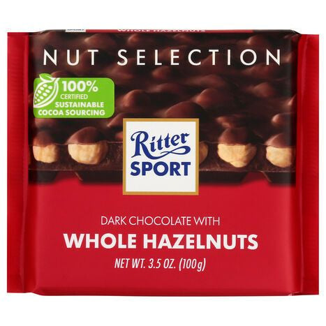 Ritter Sport Nut Selection Dark Chocolate with Whole Hazelnuts - 3.5 Ounces
