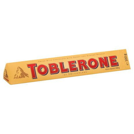 Toblerone Milk Chocolate, Swiss, with Honey and Almond Nougat - 100 Grams