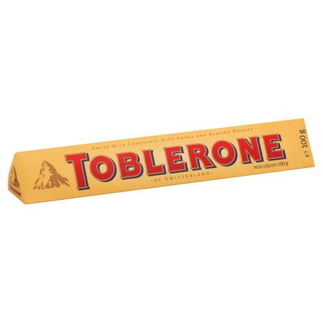 Toblerone Milk Chocolate, Swiss, with Honey and Almond Nougat - 100 Grams