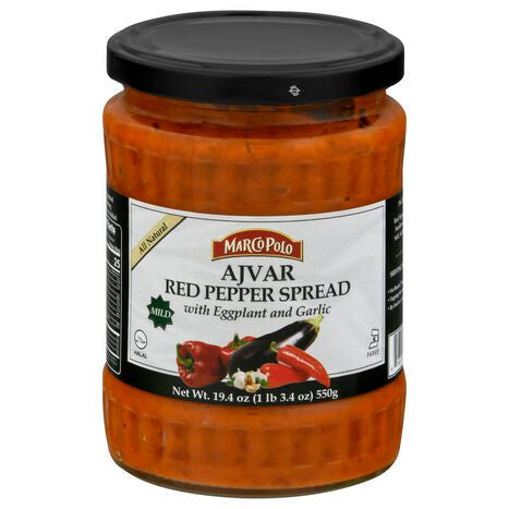 Marco Polo Red Pepper Spread, Ajvar, with Eggplant and Garlic, Mild - 19.4 Ounces