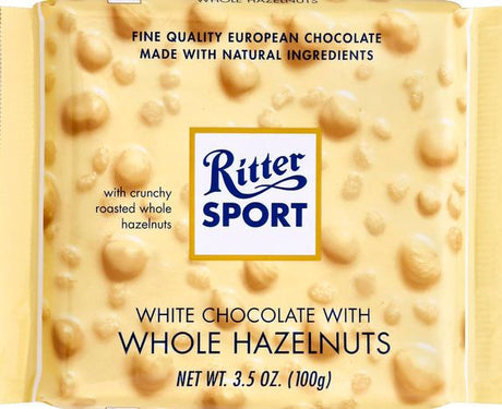 Ritter Sport White Chocolate, with Whole Hazelnuts - 3.5 Ounces