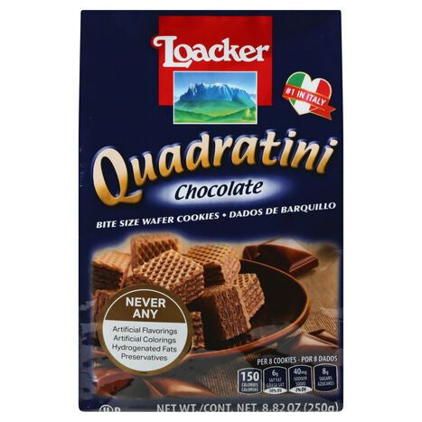 Loacker Wafer Cookies, Chocolate, Bite Size - 8.82 Ounces