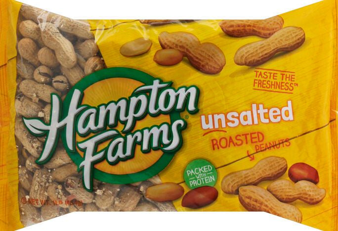 Hampton Farms Peanuts, Roasted, Unsalted - 1 Pound