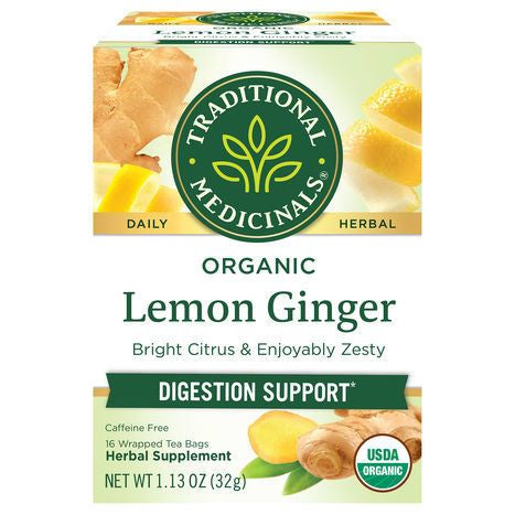 Traditional Medicinals Herbal Supplement, Organic, Lemon Ginger, Tea Bags - 16 Tea Bags