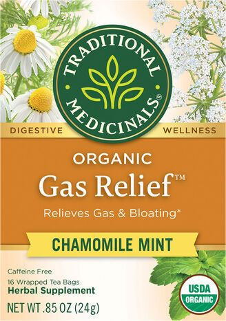 Traditional Medicinals Gas Relief, Organic, Caffeine Free, Chamomile Mint, Tea Bags - 16 Tea Bags