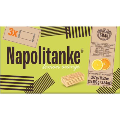 Kras Napolitanke Lemon Orange Wafers - 327 Grams