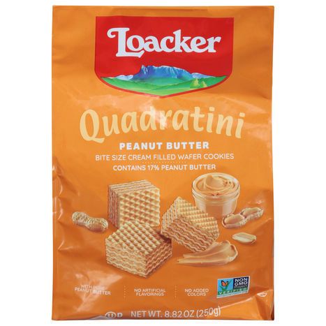 Loacker Wafer Cookies, Peanut Butter, Bite Size - 8.82 Ounces