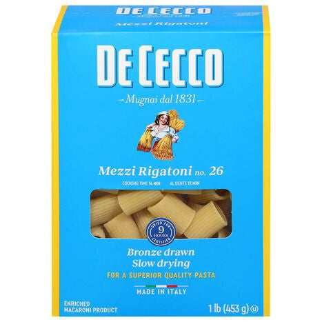 De Cecco No. 26 Mezzi Rigatoni - 1 Pound