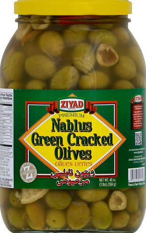 Ziyad Olives, Nablus Green Cracked - 48 Ounces