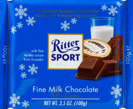 Ritter Sport Fine Milk Chocolate, 35% Cocoa - 3.5 Ounces